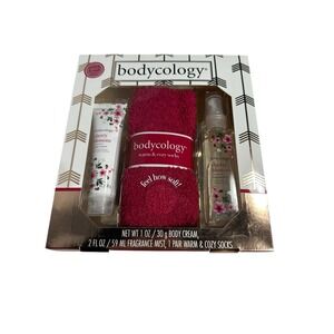body cology warm cozy socks 1 oz body cream 2 oz fragrance mist CHERRY BLOSSOM